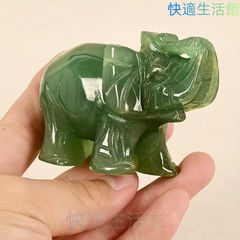 天然石翡翠 彫刻 象 置物 グリーン - メルカリ