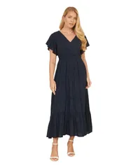 ユミキム レディース トップス ワンピース ミディワンピース ミディ コットン Yumi Womens Cotton Broderie Anglaise Wrap Midi Dress Navy ネイ