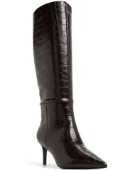 アルド レディース シューズ ブーツ・レインブーツ ALDO Womens Heather Knee High Pointy Toe Boots Dark Brown Croco ブラウンのサムネイル