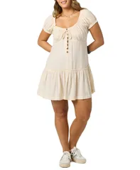 オニール レディース トップス ワンピース ミニワンピース ミニ 半袖 ONeill Juniors Maggie TieNeck ShortSleeves Mini Dress Tapiocaのサムネイル