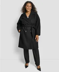 ダナ キャラン ニューヨーク レディース アウター ジャケット・ブルゾン プラスサイズ コート DKNY Plus Size Belted Notch Collar Coat Black ブラックのサムネイル