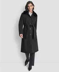 ダナ キャラン ニューヨーク レディース アウター ジャケット・ブルゾン コート DKNY Womens SingleBreasted Pillow Collar Coat Black ブラックのサムネイル