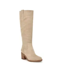 ナインウェスト レディース シューズ ブーツ・レインブーツ ヒール Nine West Womens Hecee Block Heel Round Toe Casual Boots Beige Sueのサムネイル