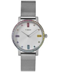 タイメックス レディース アクセサリー 腕時計 Tシャツ Timex Womens Analog SilverTone Stainlessteel Watch 31mm Silver Tone シルバ