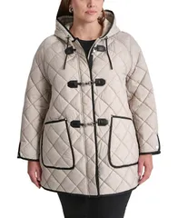ダナ キャラン ニューヨーク レディース アウター ジャケット・ブルゾン プラスサイズ キルティング コート DKNY Plus Size Hooded ToggleFront Quilted Coaのサムネイル