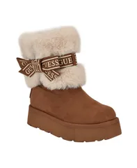 ゲス レディース シューズ ブーツ・レインブーツ GUESS Womens Denla Cold Weather Faux Fur Cozy Booties Honey Cognac Brown ブラのサムネイル