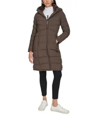 カルバンクライン レディース アウター ジャケット・ブルゾン コート Calvin Klein Womens Hooded Puffer Coat Mulchのサムネイル