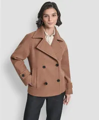 ダナ キャラン ニューヨーク レディース アウター ジャケット・ブルゾン コート DKNY Womens Short Double Breasted Collared Coat PXSXXL Darkのサムネイル