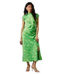 ウエアハウス レディース トップス ワンピース ミディワンピース ミディ サテン Warehouse Womens Crinkle Satin Button Side Midi Dress Floraのサムネイル