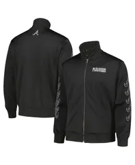 プレジャーズ メンズ アウター ジャケット・ブルゾン ジャケット PLEASURES Mens Black Atlanta Braves Pitcher FullZip Track Jacket Blのサムネイル