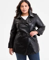 ビーシービージーマックスアズリア レディース アウター ジャケット・ブルゾン プラスサイズ コート レザー BCBGMAXAZRIA Plus Size DoubleBreasted FauxLeatのサムネイル