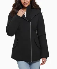 ゲス レディース アウター ジャケット・ブルゾン コート GUESS Womens Bibbed ShawlCollar Hooded Puffer Coat Jet Black ブラックのサムネイル