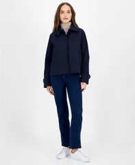 ロンドンフォグ レディース アウター ジャケット・ブルゾン コート London Fog Womens Short SingleBreasted Trench Coat Navy ネイビーのサムネイル