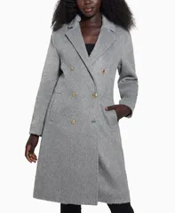 ゲス レディース アウター ジャケット・ブルゾン コート GUESS Womens Textured DoubleBreasted NotchedCollar Coat Light Stone Heaのサムネイル
