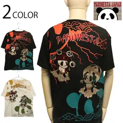 PANDIESTA JAPAN 子熊猫 風神雷神 刺繍 半袖 Tシャツ （ 526225 ） PANDIESTA パンディエスタ ジャパン パンディエスタ ぱんでぃえすた 半袖 Tシャツ カットソー 和風 風神 雷神 風雷神 パンダ 熊猫 刺繍のサムネイル