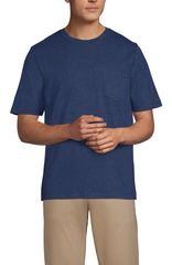 랜즈 엔드 맨즈 탑스 티셔츠 Lands End SuperT Short Sleeve TShirt with Pocket Nautical Blue Heather 헤더
