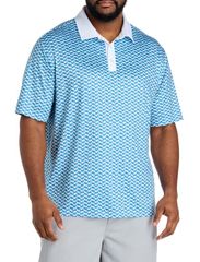 리복 맨즈 탑스 폴로 셔츠 프린트르 콘트라스트 Reebok Big Tall ContrastPlacket Diamond Printed Polo Shirt Warped