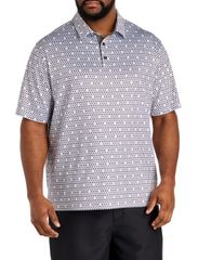리복 맨즈 탑스 폴로 셔츠 프린트르 콘트라스트 Reebok Big Tall Contrast Diamond Print Polo Shirt Muted Mauve