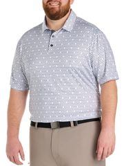 리복 맨즈 탑스 폴로 셔츠 프린톨 콘트라스트 Reebok Big Tall Contrast Diamond Print Polo Shirtranquil Teal 티