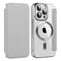 신품 MuZiF iPhone 13 Pro Max 용 케이스 수첩형 Magsafe 대응 클리어 후면 투명 고급 PU 가죽 영구 자석 마그넷 스마트 폰 케이스 카드 수납, 인기 지갑 형 커버 경량 아이폰 13 Pro Max 용 수첩 커버 (iP)