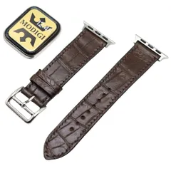 MODIGI コンパチブル Apple Watch用 ベルト 腹革クロコダイル 本革 のバンド ハンドメイド 40/41/42/44/45/46/49 mm Series 3-11・SE 1/2/3・Ultra 1/2/3 対応 Zermatt裏革 高送料無料