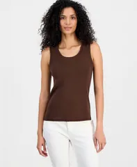 アンクライン レディース トップス タンクトップ Anne Klein Womenscoop Neck Tank Top Dark Chocolate チョコレートのサムネイル