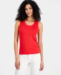 アンクライン レディース トップス タンクトップ Anne Klein Womenscoop Neck Tank Top Begonia Red レッドのサムネイル
