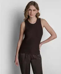 ダナ キャラン ニューヨーク レディース トップス タンクトップ DKNY Womens Cutaway Seamless Tank Top Tobaccoのサムネイル
