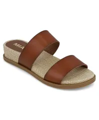 ミア レディース シューズ サンダル MIA Womens Yelena Double Band Slide Sandals CognacRaffiaのサムネイル