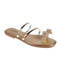 ベベ レディース シューズ サンダル Bebe Womens Fashion Sandal with Embellished Bow Detailight gold ゴールドのサムネイル