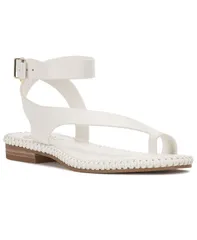 ヴィンスカムート レディース シューズ サンダル Vince Camuto Womens Libahs Braided ToeLoop Round Toe Flat Sandals Bianco Whのサムネイル