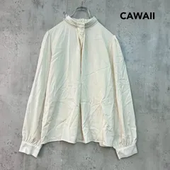 CAWAII カワイイ 表記なし 首元に輝くパールネックレスのフロントタック艶ブラウストップス クリーム w60427ps-iv パール ネック フェイクパール 艶 タック ブラウス シャツ トップス 長袖 バックジップ ★ ■◇のサムネイル