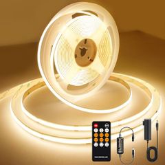 AXMOTUT COB LED 테이프 라이트 5m 24V 전구색 3000K 고휘도 조광 가능 고밀도 플렉시블 LED 테이프 라이트 부착 RF 리모트 및 PSE 인증 전원 절단 가능 설치 간단 공구 불요 비방수 점포 실내 홈 장식용 a556c841