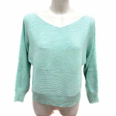 エニィファム anyFam ニット カットソー Vネック ドルマンスリーブ 長袖 4 XL 緑 ライトグリーン /YKのサムネイル