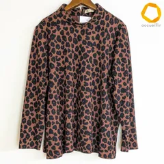 #wnc ジバンシィ GIVENCHY カットソー 15 茶 黒 モックネック バックジップ 大きいサイズ ヒョウ柄 レディース [992137]のサムネイル