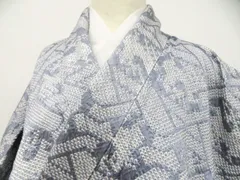 【一輝堂】小紋 絞り 仕付け付 有栖川文様 着物 正絹 美品 身丈約153.5cm 裄丈約60.5cm 26z06-3186のサムネイル