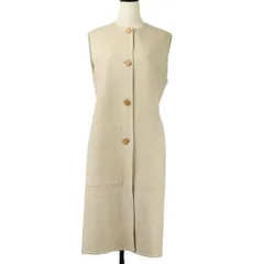 美品 23AW HERMES エルメス カシミヤ ダブルフェイス ロングジレ ノースリーブコート 3H0191DB サイズ40 ベージュ レディース 古着 中古 USEDのサムネイル