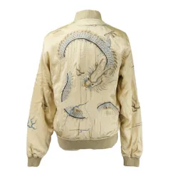 良品 HYSTERIC GLAMOUR XXX ヒステリックグラマー ドラゴン刺繍 スカジャン ブルゾン 06183AB02 サイズS ベージュ メンズ 古着 中古 USEDのサムネイル