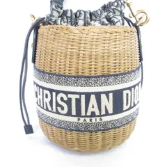 美品 Christian Dior クリスチャンディオール オブリーク ウィッカー ショルダーバッグ 63-MA-1200 ネイビー ナチュラル レディース 古着 中古 USEDのサムネイル