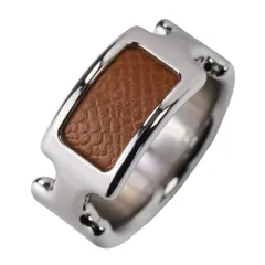 新品同様 HERMES エルメス オランプ PM リング 指輪 S 11.5号 シルバーカラー ブラウン レディース 古着 中古 USEDのサムネイル