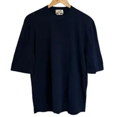 美品 25SS HERMES エルメス 半袖 サドルステッチ ニット カットソー M ネイビー メンズ 古着 中古 USEDのサムネイル