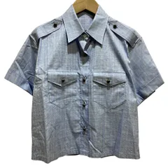 美品 PRADA プラダ 2023年製 プリンスオブウェールズ ショートスリーブ チェック シャツ P468G サイズ38 ブルー レディース 古着 中古 USEDのサムネイル