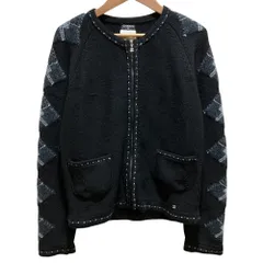 美品 02A CHANEL シャネル ココマーク カシミヤブレンド ジップ ニットカーディガン P19799 サイズ38 ブラック レディース 古着 中古 USEDのサムネイル