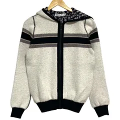 良品 Christian Dior クリスチャンディオール リバーシブル オブリークニット ジップパーカー ホワイト ネイビー  レディース 古着 中古 USEDのサムネイル