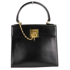 CELINE ガンチーニ ハンドバッグ チェーンロック ゴールド金具 黒