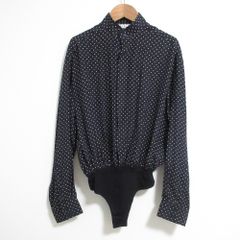 良品 ALAIA アライア ボディスーツ ドット柄 ブラウス 36サイズ ネイビー レディース 古着 中古 USED