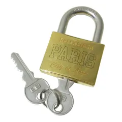 美品 BALENCIAGA バレンシアガ CITY OF LOVE パドロック バッグチャーム ゴールドカラー メンズ レディース 古着 中古 USEDのサムネイル