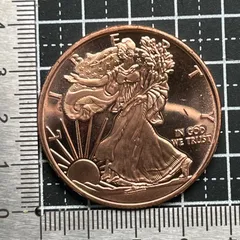 【純銅ラウンド】1オンス .999ファインコッパー Walking Liberty ゴールデンステートミント USA 純銅メダル 管理番号270のサムネイル