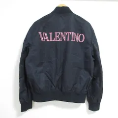 美品 VALENTINO ヴァレンティノ バックロゴプリント ボンバー ジャケット フライトジャケット ブルゾン XV3CIF15826 46 ネイビー メンズ 古着 中古 USEDのサムネイル