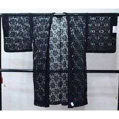 二尺袖着物 単品 仕立て上がり 総レース ショート丈 黒色 NO39479-5 